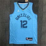 Camiseta Ja Morant 12 Memphis Grizzlies Diamond 75th 2022 azul claro