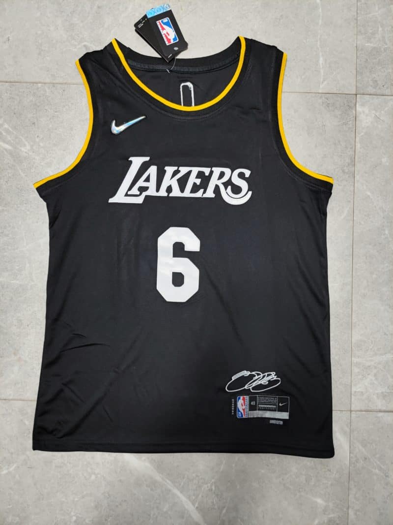 Camiseta LeBron James 77 Lakers Black 75th Anniversary MVP 2022 1