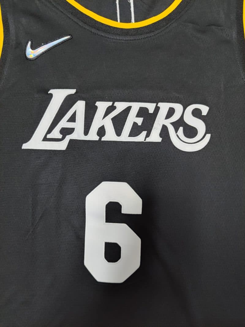 Camiseta LeBron James 77 Lakers Black 75th Anniversary MVP 2022 2