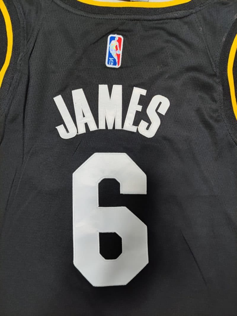 Camiseta LeBron James 77 Lakers Black 75th Anniversary MVP 2022 4