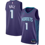 Camiseta LaMelo Ball 1 Charlotte Hornets 2023 violeta 3