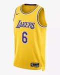 Camiseta LeBron James 06 Los Angeles Lakers 2023 amarilla