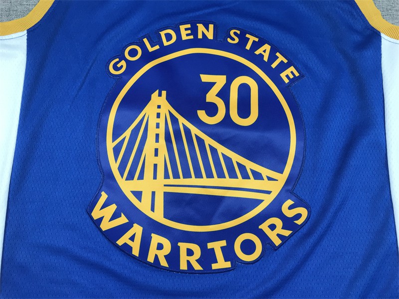 Camiseta Stephen Curry 30 Golden State Warriors 2023 blanca azul 2