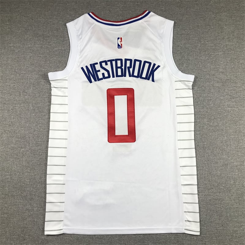 Camiseta Russell Westbrook 0 Los Angeles Clippers blanco 3