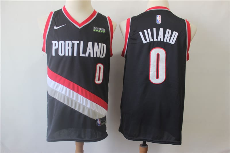 Camiseta Damian Lillard 0 Portland Trail Blazers negra temp 20