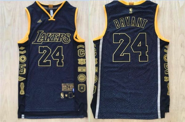 Camiseta Kobe Bryant 24 Lakers Gold Black commemorative 1