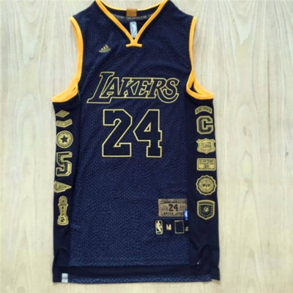 Camiseta Kobe Bryant 24 Lakers Gold Black commemorative 10
